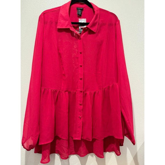 Torrid 2 Red Holiday peplum top - Picture 1 of 6
